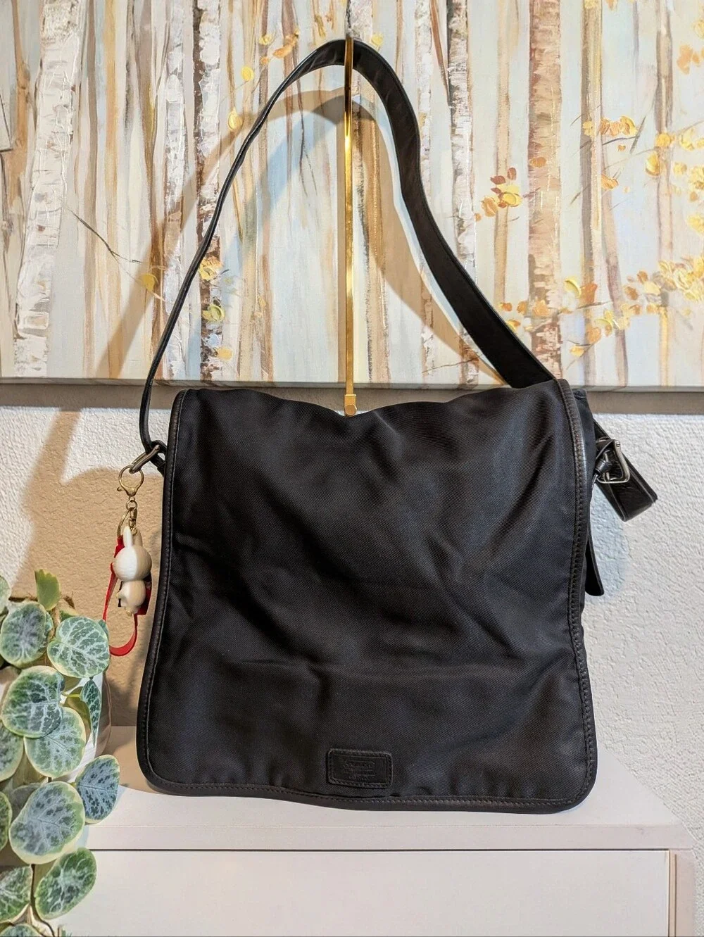 Coach Black Canvas with Leather Trim Laptop Portagolio Satchel Adjustable Stra